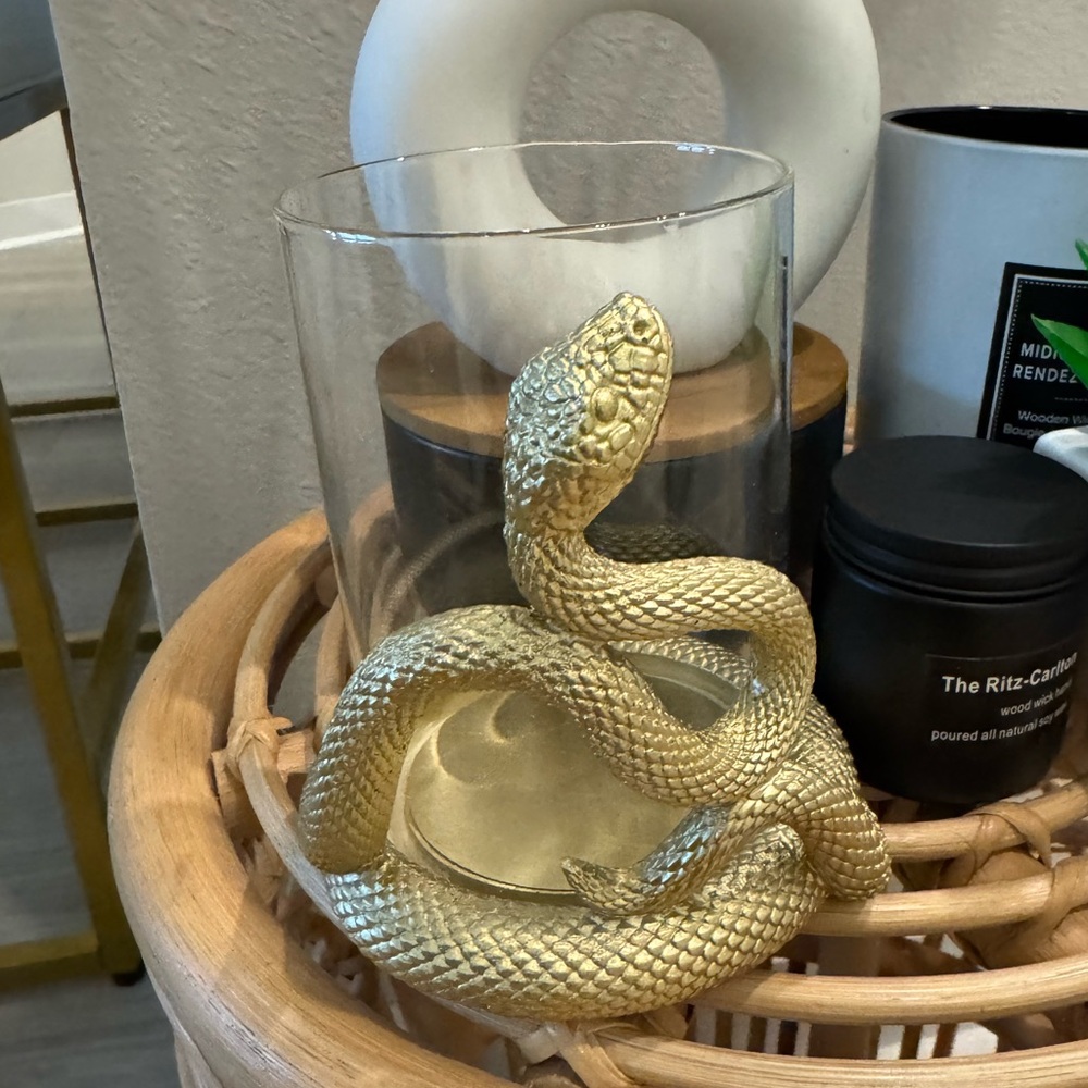 Ashland Clear Glass Candle Holder Wrapped with Gold Snake
